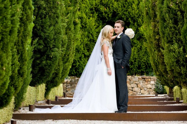 A couple on their wedding day on the Tuscan Walk, Villa Parma, Hepburn Springs